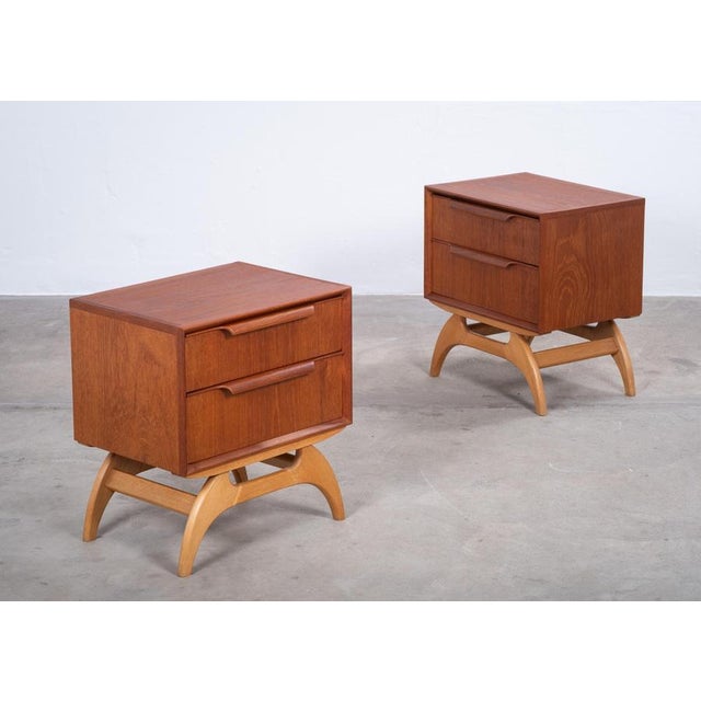 1960s Teak Bedside Tables with Oak Frame, Denmark, 1960s, Set of 2 For Sale - Image 5 of 13