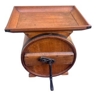 Antique Primitive Butter Churn Side Table For Sale