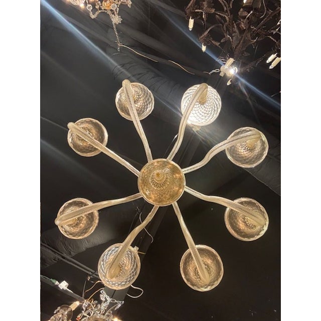 Modern Gold "Quilt" Murano Glass 8 Ball Chandelier For Sale In Dallas - Image 6 of 6