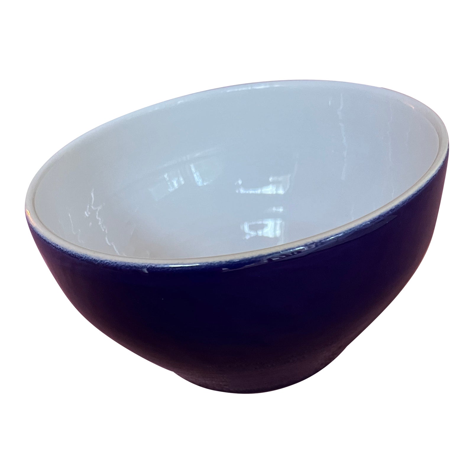 2000s Emile Henry Blue Ceramic Mixing & Serving Bowl, France Chairish