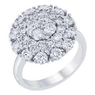 2.67 Carat Diamond Cocktail 14 Karat White Gold Ring, Size 6.5 For Sale