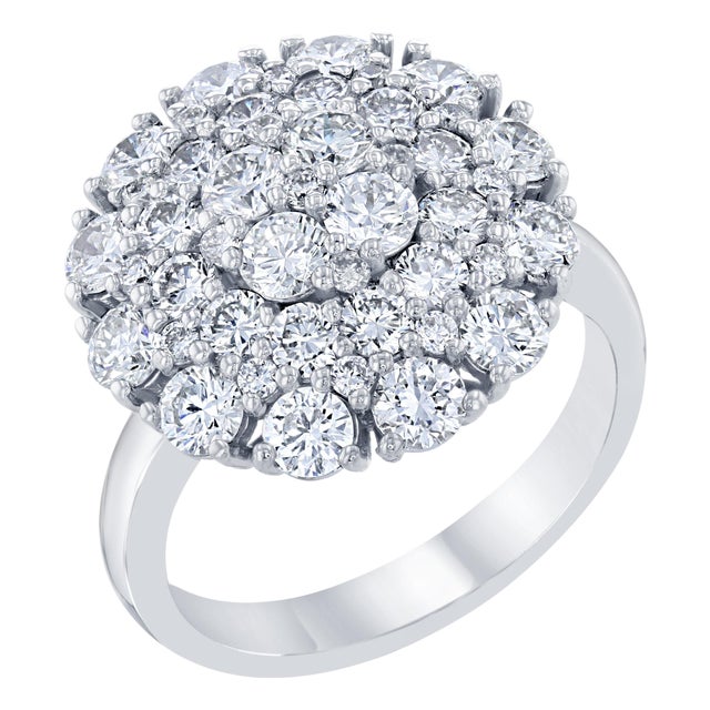 2.67 Carat Diamond Cocktail 14 Karat White Gold Ring, Size 6.5 For Sale