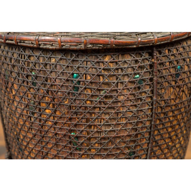 Antique Farmer's Grain Basket with Iridescent Motifs and Weathered Appearance For Sale In New York - Image 6 of 11