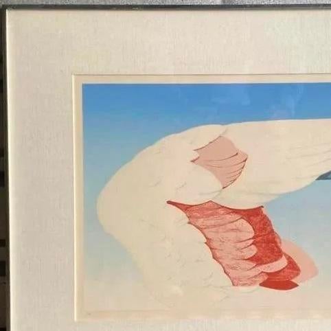 Vintage Boho Signed Original 1972 Lithograph of Flamingo Wing For Sale In West Palm - Image 6 of 12