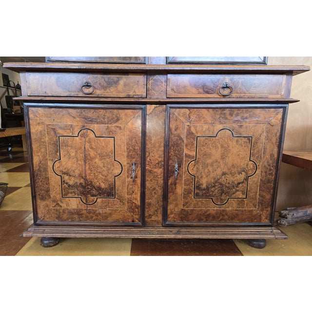 Chestnut 17th Century Burl Walnut Veneer Cabinet Flemish German Low Country For Sale - Image 8 of 17
