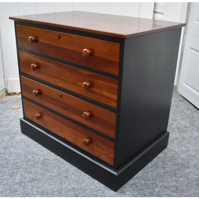 Ethan Allen Cherry 2 Drawer Lateral File Cabinet Two Tone Black Locking Chest For Sale - Image 13 of 18