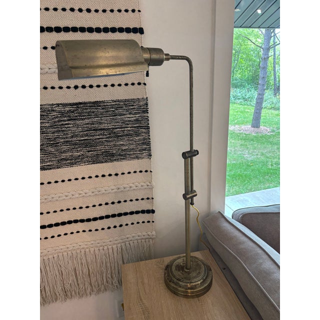 Vintage Adjustable Brass Pharmacy Floor Lamp With Patinated Finish For Sale - Image 12 of 12