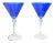 Vintage Blue Crystal-Cut Flutes, S/2 For Sale
