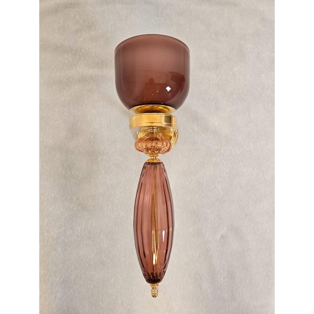 1990s Burgundy Murano Glass Pair of Sconces For Sale In Dallas - Image 6 of 10
