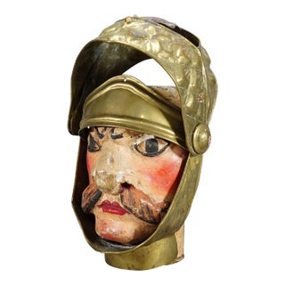 Antique Head of a Sicilian Puppet, Ca. 1900s For Sale