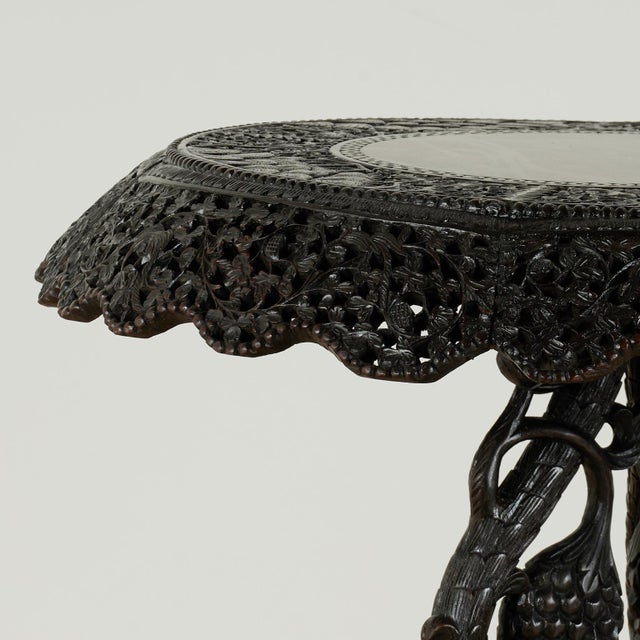 English Antique Anglo Indian Carved Rosewood Table For Sale - Image 3 of 18