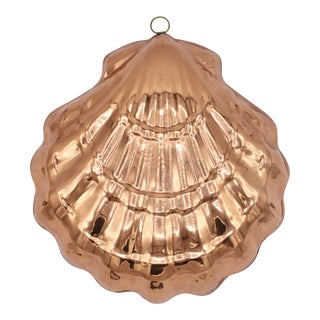 Large Vintage Copper Clam Shell Hanging Mold For Sale