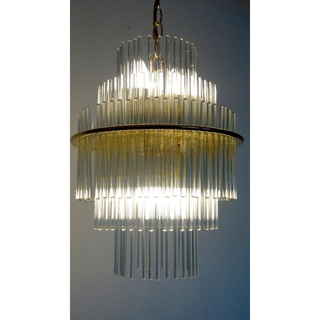 Vintage Glass 5-Light Rod Chandelier by Gaetano Sciolari, 1960s, in Very Good conditions. Designed 1960 to 1969 I have...