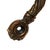 This torc is a bronze colored rigid metal open-ended neck ring, twisted wire cable with ornamental terminals on each end....