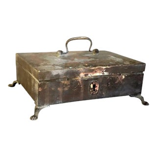 Anglo Indian Regency Patinated Brass Desk Box For Sale
