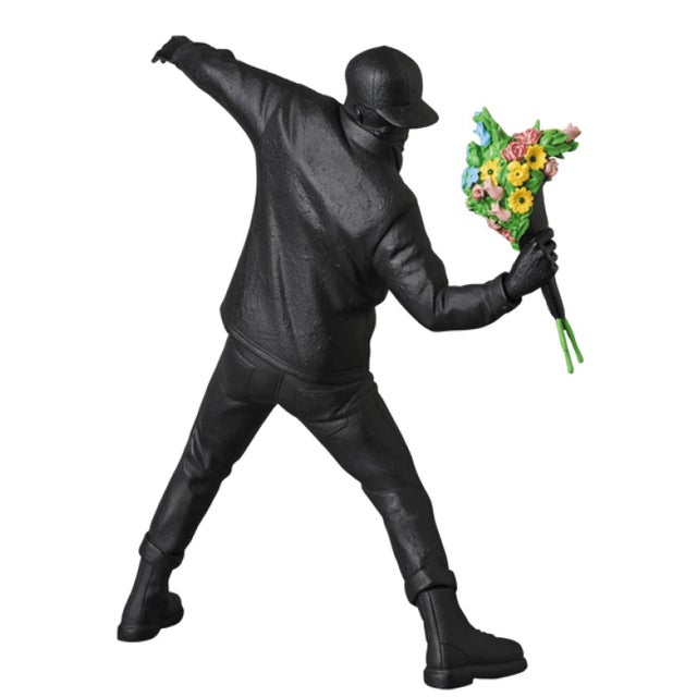 banksy flower bomber black 2019 polystone sculpture 36 cm / 14 in - limited edition of 118 - coming in its original box -...