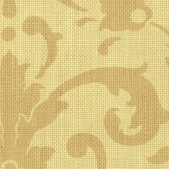Sample- Schumacher Linwood Raffia Damask Fabric in Straw For Sale