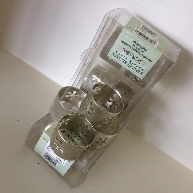 Vintage Kemp and Beatley Florentine Stamped Snowflakes Napkin Rings - Set of 12 For Sale - Image 12 of 13