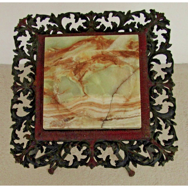 19th Century American Cast Iron Marble Top Lamp Plant Stand For Sale In Miami - Image 6 of 9