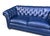 English Vintage Chesterfield Navy Blue Tufted Leather Loveseat W/ Brass Trim For Sale - Image 3 of 16