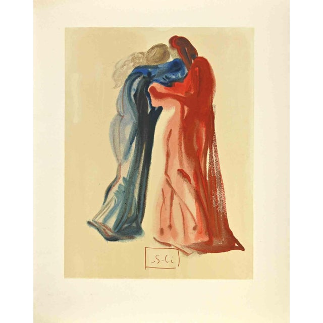 Modern Salvador Dali, Dante and Beatrice, Woodcut, 1963 For Sale - Image 3 of 3