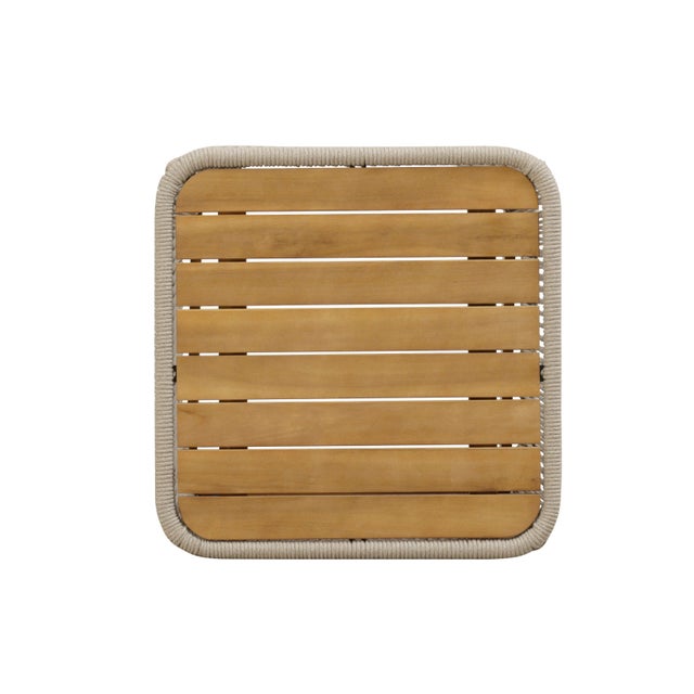 2020s Alpine Teak Collection Rope Design End Table - Beige For Sale - Image 5 of 8