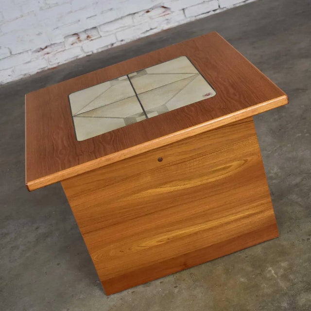 Wood MCM Scandinavian Modern Side or End Table Teak With Tile Insert by Gangso Mobler For Sale - Image 7 of 13