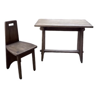 Brutalist Office Chair and Desk, 1950s, Set of 2 For Sale