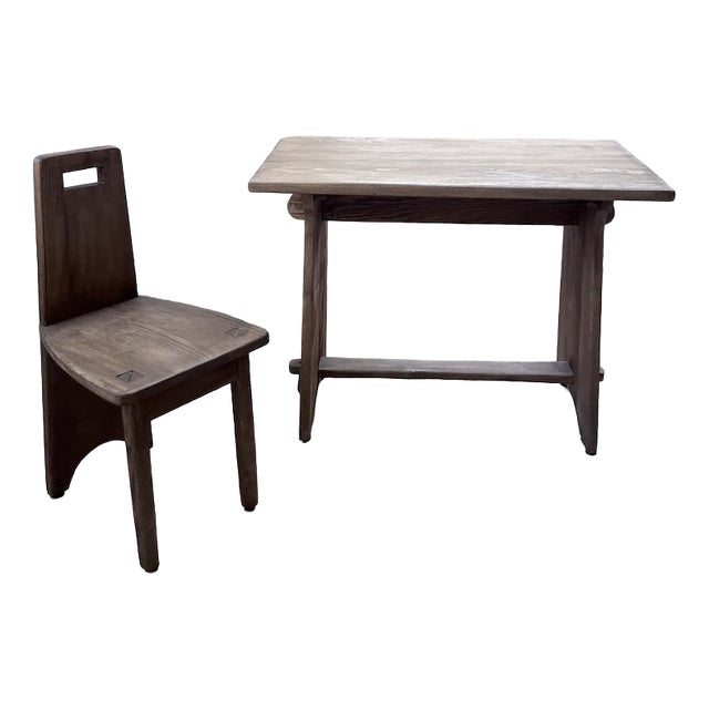 Brutalist Office Chair and Desk, 1950s, Set of 2 For Sale