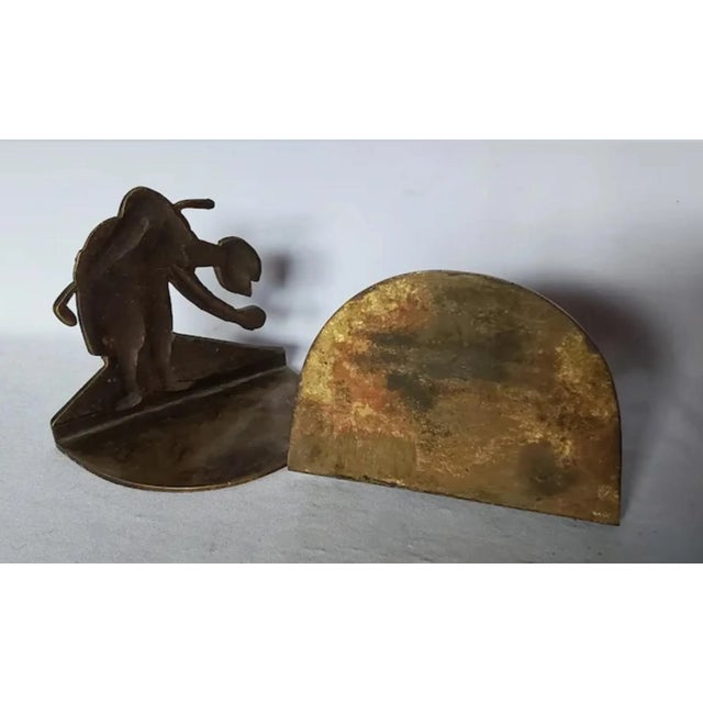 1930s Antique Art Deco Golf Bookends, Brass Desk or Office Accessory For Sale - Image 5 of 5