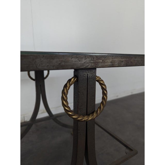 Neoclassical Side Table in Wrought Iron and Glazed Glass For Sale - Image 4 of 8