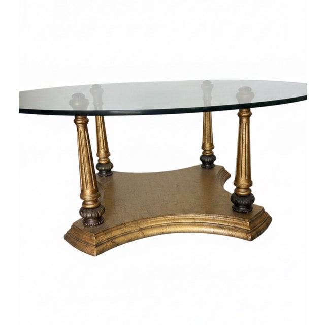 Hollywood Regency Vintage Italian-Style Gilded Neoclassical Coffee Table For Sale - Image 3 of 6