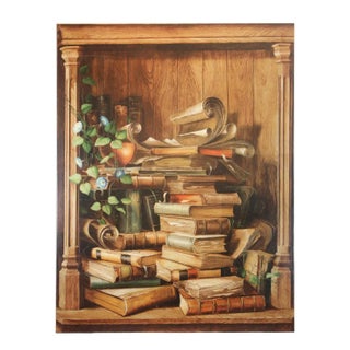 "Vintage Books" Print on Canvas For Sale