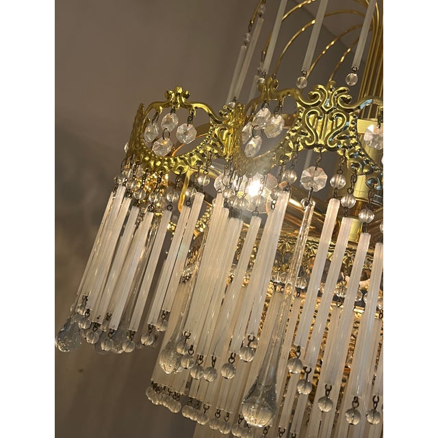 Italian Opaline Rod Chandelier, 1980s For Sale - Image 11 of 15