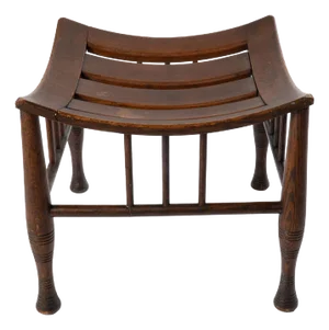 Early 1900s Antique Oak Thebes Stool