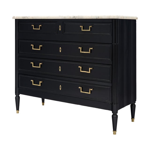 Classic Louis XVI Style Chest, Antique French, Ebonized, 1920s For Sale - Image 4 of 9