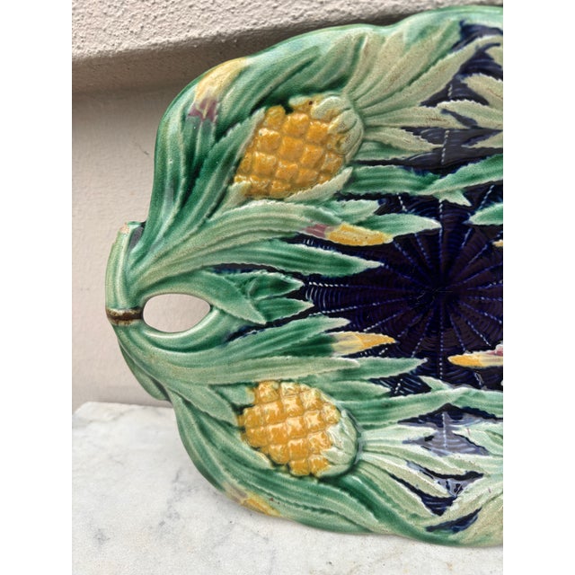 Victorian 19th Century English Majolica Pineapple Platter For Sale - Image 3 of 4