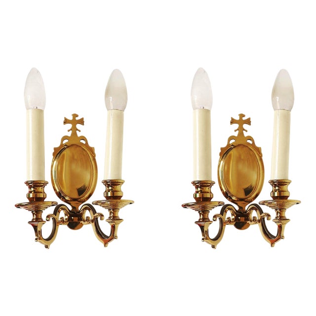 French Belle Epoche / Art Deco Eagle Wall Sconces in Brass, 1930s, Set of 2 For Sale