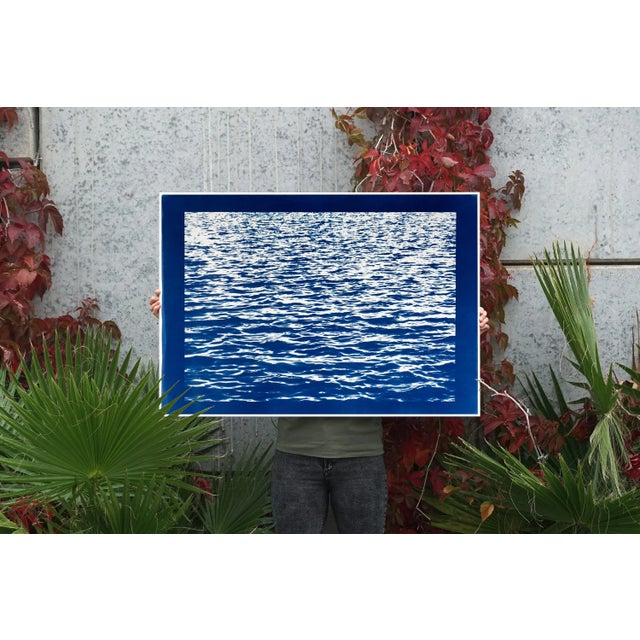 100x70cm/ Mediterranean Blue Sea Waves / Large Cyanotype Print on Watercolor Paper /Limited Edition / For Sale - Image 4 of 11
