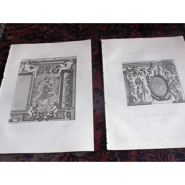 This set of six (6) imperial folio size 19th century steel engravings depict architectural details of the Palais de...
