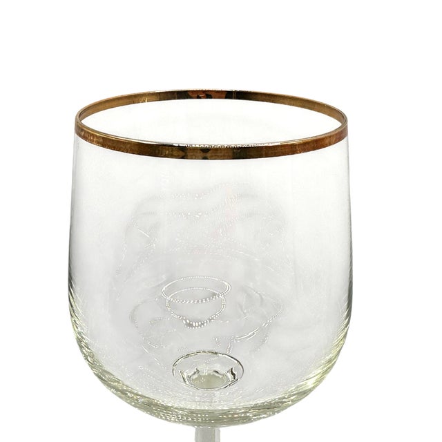 Transparent Vintage Clear Wine Glasses With Gold Rims - A Set of Four For Sale - Image 8 of 12