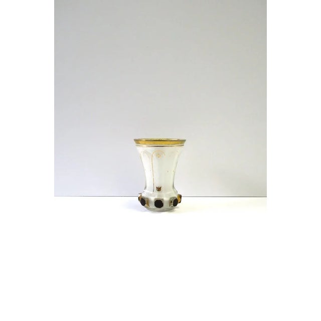 Bohemian White and Gold Vase For Sale - Image 4 of 13