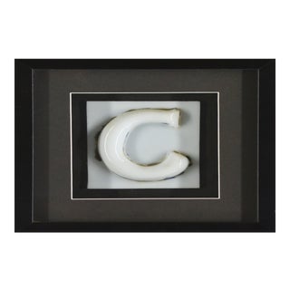 Framed Vintage Milk Glass Letter C Sign For Sale