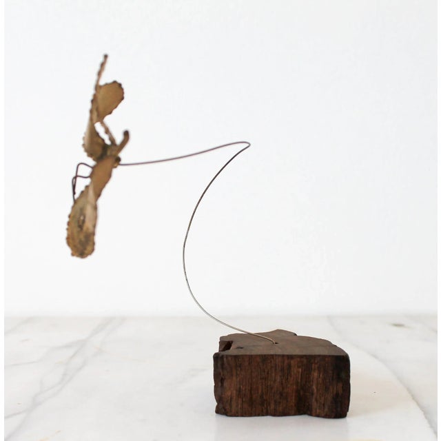 Brutalist Bouncing Butterfly on Wood Base For Sale - Image 4 of 6