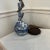 Metal Vintage Blue and White Vase With Dragon Mount on Stand For Sale - Image 7 of 10