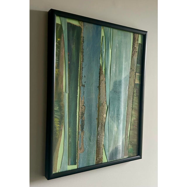 This is a collage made from pieces of oil paintings and assembled into a new ready to hang frame. The color is difficult...