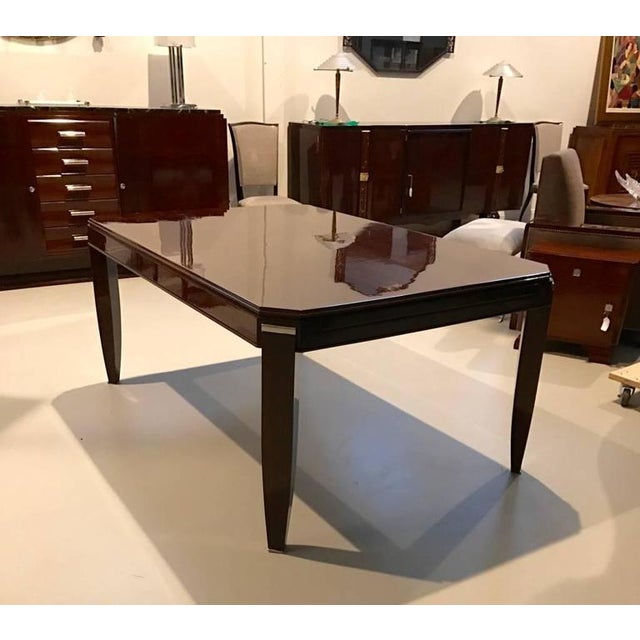 French Art Deco Dining Table With Silver Hardware Chairish