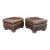 1960s Classic Pair of Brown Leather Ottomans With Brass Nailhead Trim For Sale