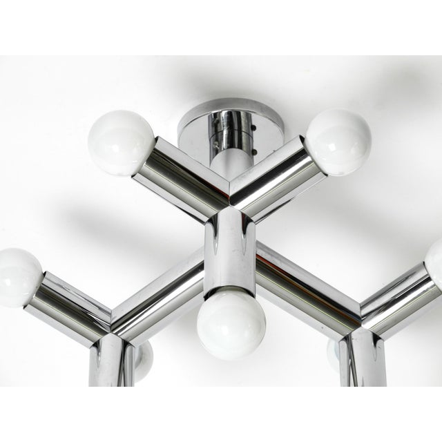 Metal Vintage Space Age Chrome Ceiling Lamp by J.T. Kalmar, 1960s For Sale - Image 7 of 18