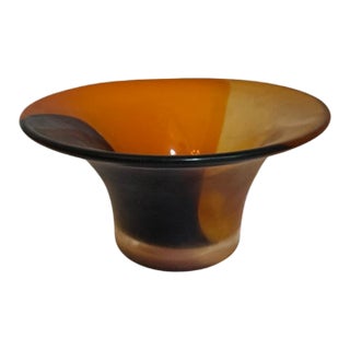 Orange and Amber Swirl Glass Bowl For Sale